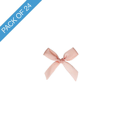 Pre-Made Ribbon Bow 10mm Satin Dust Pink Pack 24 (3.5cm)