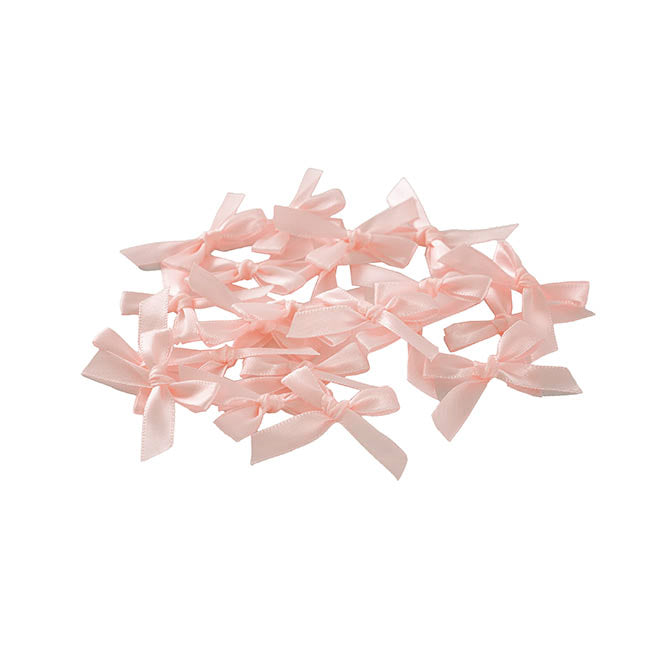 Pre-Made Ribbon Bow 10mm Satin Dust Pink Pack 24 (3.5cm)