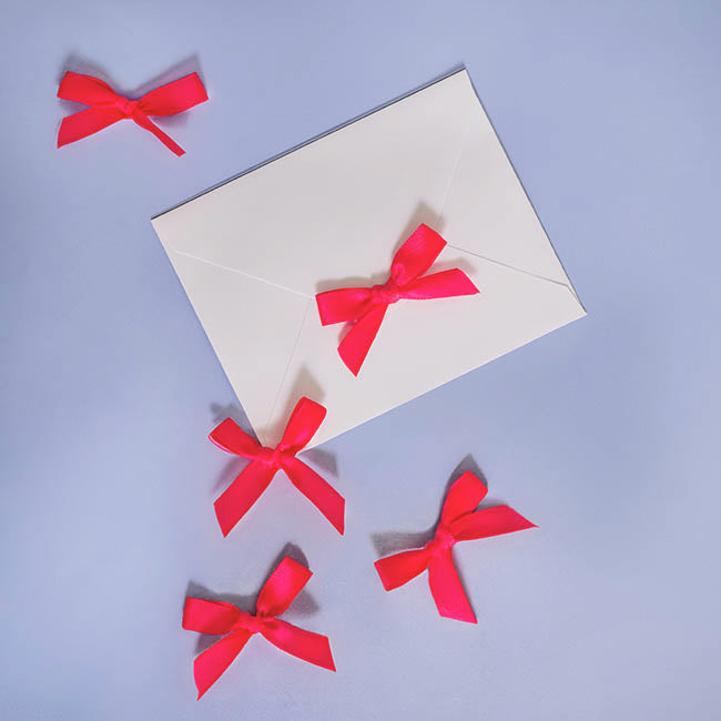 Pre-Made Ribbon Bow 10mm Satin Hot Pink Pack 24 (3.5cm)