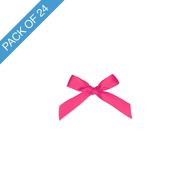 Pre-Made Ribbon Bow 10mm Satin Hot Pink Pack 24 (3.5cm)