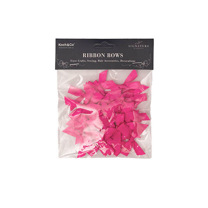 Pre-Made Ribbon Bow 10mm Satin Hot Pink Pack 24 (3.5cm)