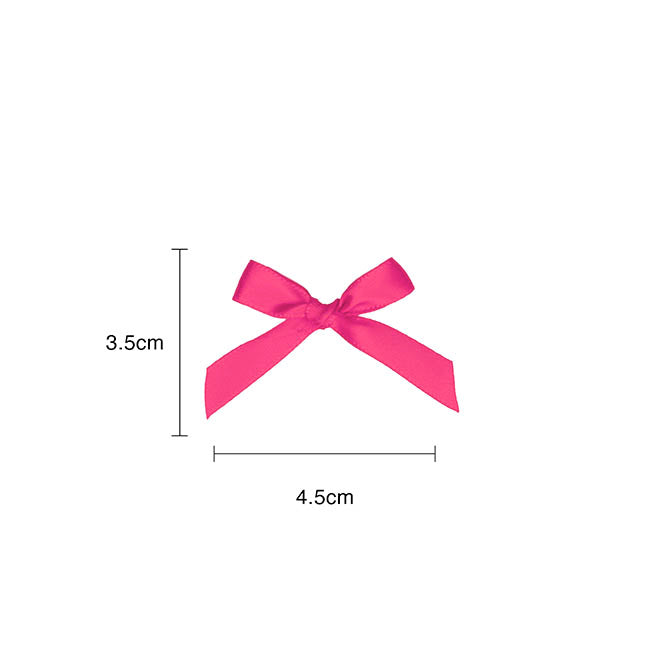 Pre-Made Ribbon Bow 10mm Satin Hot Pink Pack 24 (3.5cm)