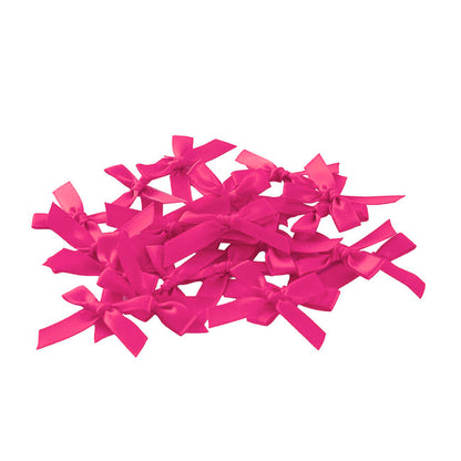 Pre-Made Ribbon Bow 10mm Satin Hot Pink Pack 24 (3.5cm)
