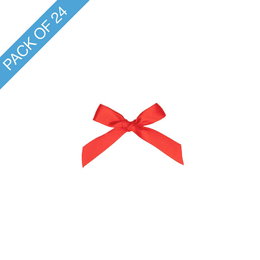 Pre-Made Ribbon Bow 10mm Satin Red Pack 24 (3.5cm)