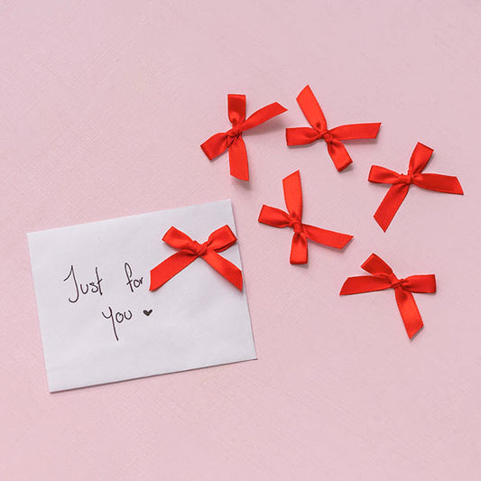 Pre-Made Ribbon Bow 10mm Satin Red Pack 24 (3.5cm)