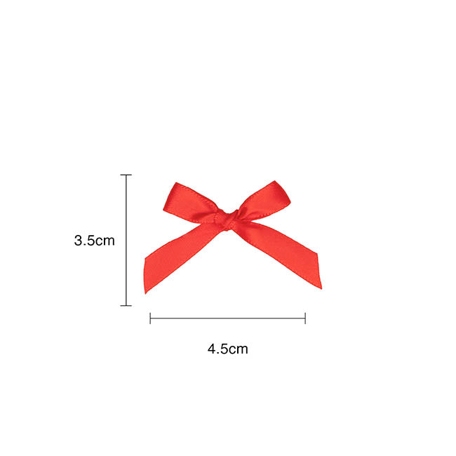 Pre-Made Ribbon Bow 10mm Satin Red Pack 24 (3.5cm)