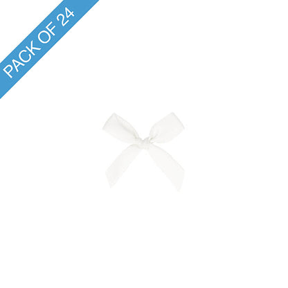 Pre-Made Ribbon Bow 10mm Satin White Pack 24 (3.5cm)