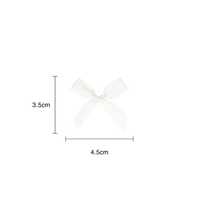 Pre-Made Ribbon Bow 10mm Satin White Pack 24 (3.5cm)