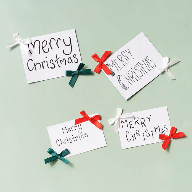 Pre-Made Ribbon Bow 10mm Satin Xmas Mix Pack 48 (3.5Lcm)