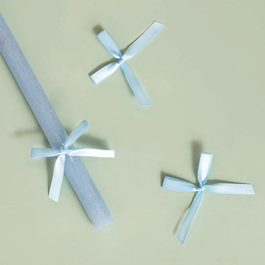 Pre-Made Ribbon Bow Double Face Satin Blue Pk24 (10mmx6.5cm)