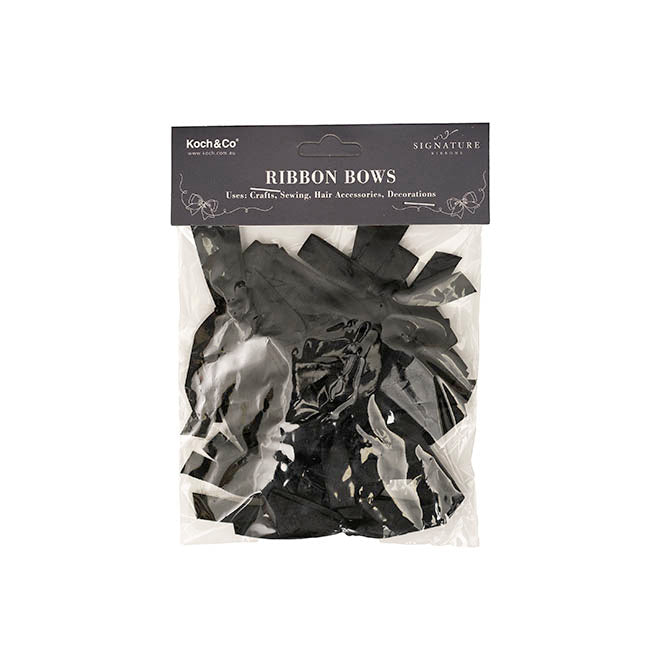 Pre-Made Ribbon Bow Double Face Satin Black Pk24(10mmx6.5cm)