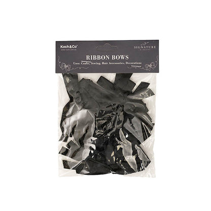 Pre-Made Ribbon Bow Double Face Satin Black Pk24(10mmx6.5cm)