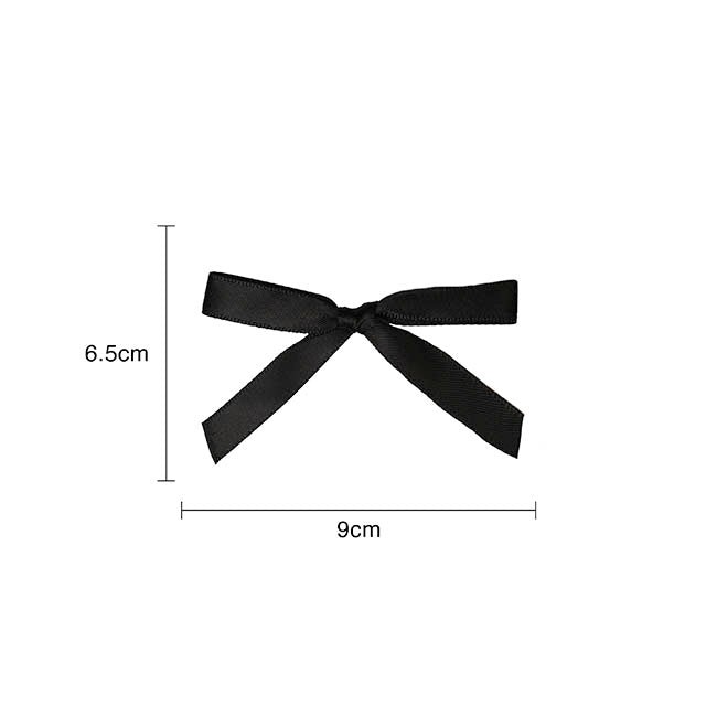 Pre-Made Ribbon Bow Double Face Satin Black Pk24(10mmx6.5cm)