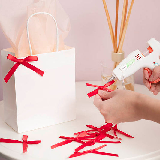 Pre-Made Ribbon Bow Double Face Satin Red Pk24 (10mmx6.5cm)