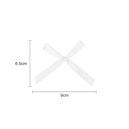 Pre-Made Ribbon Bow Double Face Satin White Pk24(10mmx6.5cm)