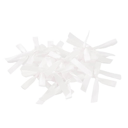 Pre-Made Ribbon Bow Double Face Satin White Pk24(10mmx6.5cm)