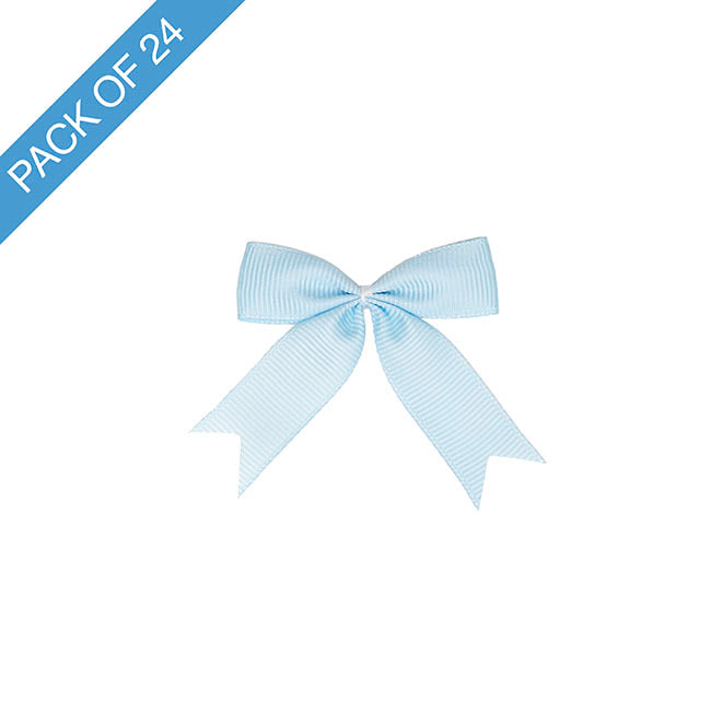 Pre-Made Ribbon Bow Grosgrain Baby Blue Pack 24 (15mmx5cm)