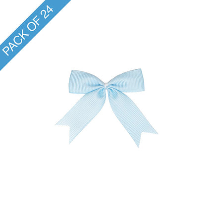 Pre-Made Ribbon Bow Grosgrain Baby Blue Pack 24 (15mmx5cm)