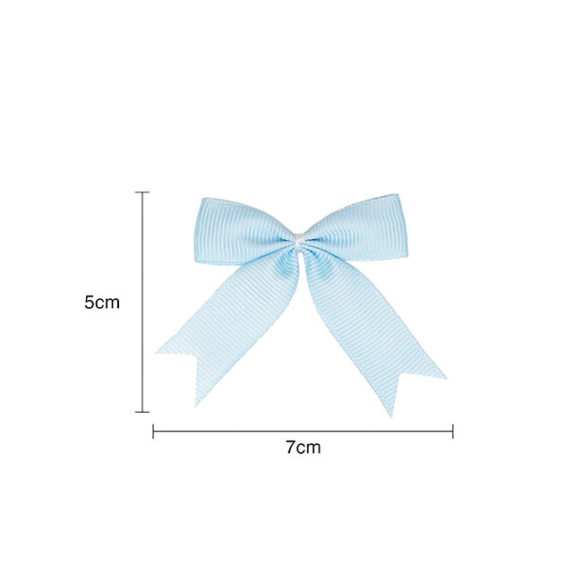 Pre-Made Ribbon Bow Grosgrain Baby Blue Pack 24 (15mmx5cm)