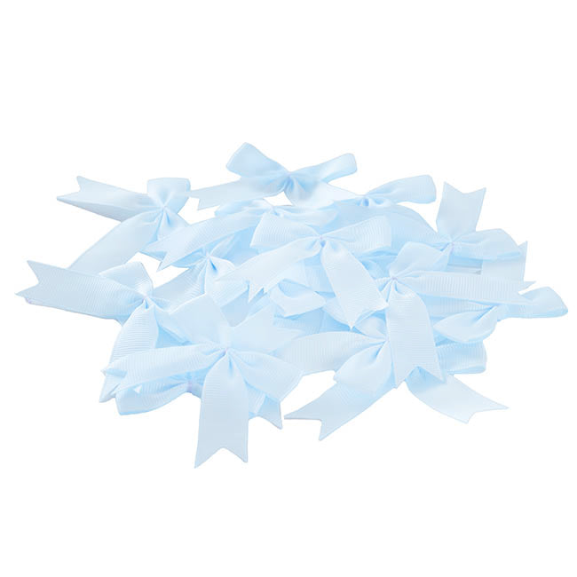 Pre-Made Ribbon Bow Grosgrain Baby Blue Pack 24 (15mmx5cm)