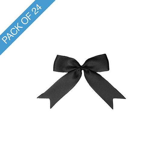 Pre-Made Ribbon Bow Grosgrain Black Pack 24 (15mmx5cm)