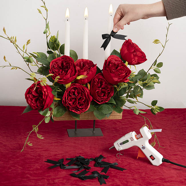 Pre-Made Ribbon Bow Grosgrain Black Pack 24 (15mmx5cm)