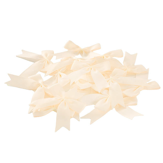 Pre-Made Ribbon Bow Grosgrain Ivory Pack 24 (15mmx5cm)