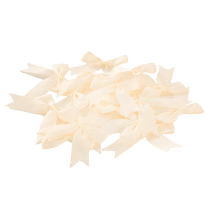 Pre-Made Ribbon Bow Grosgrain Ivory Pack 24 (15mmx5cm)