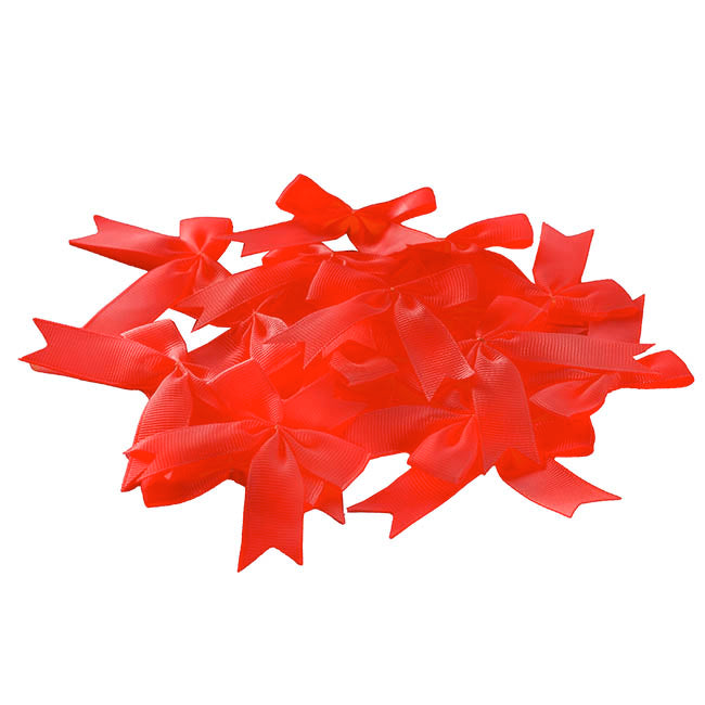 Pre-Made Ribbon Bow Grosgrain Red Pack 24 (15mmx5cm)