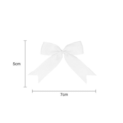 Pre-Made Ribbon Bow Grosgrain White Pack 24 (15mmx5cm)