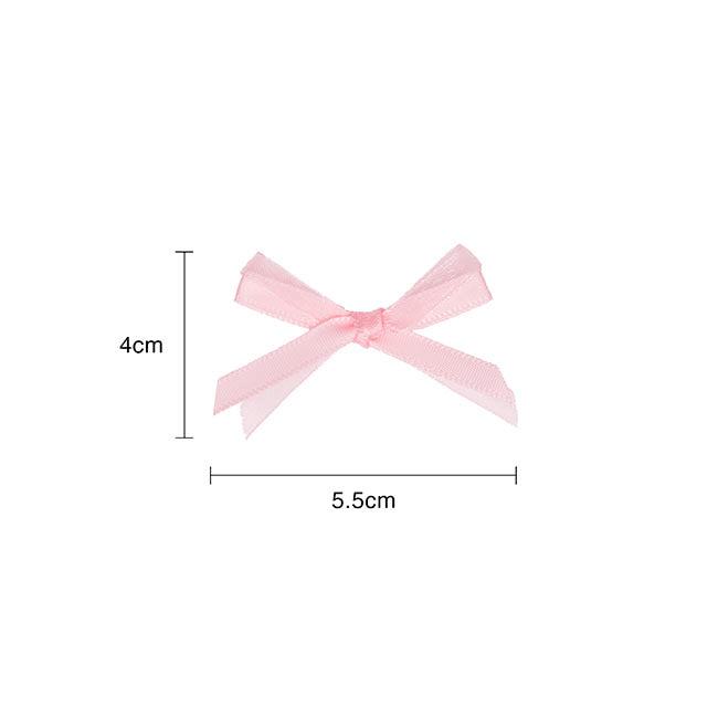 Pre-Made Ribbon Bow Organza Satin Baby Pink Pk24 (6mmx5cm)