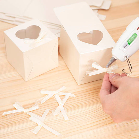 Pre-Made Ribbon Bow Organza Satin Ivory Pack 24 (6mmx5cm)