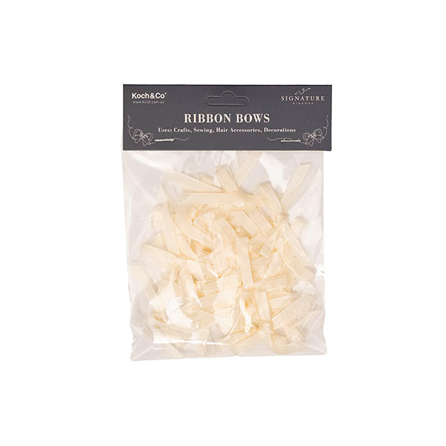 Pre-Made Ribbon Bow Organza Satin Ivory Pack 24 (6mmx5cm)
