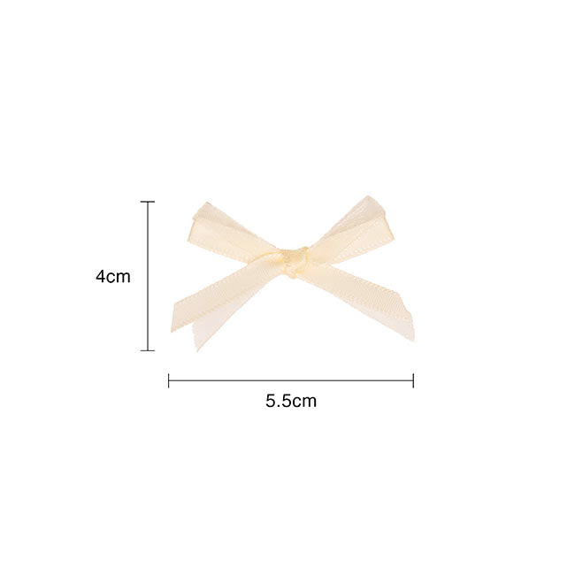 Pre-Made Ribbon Bow Organza Satin Ivory Pack 24 (6mmx5cm)