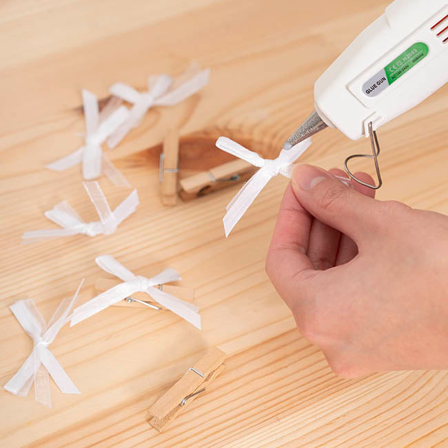 Pre-Made Ribbon Bow Organza Satin White Pack 24 (6mmx5cm)