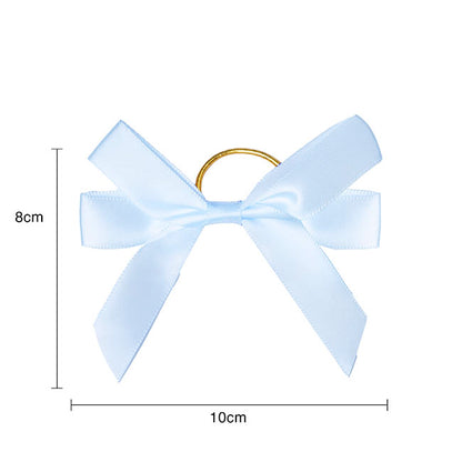 Pre-Made Bow Satin 15mm & Elastic Loop Pk6 Baby Blue(10*8cm)