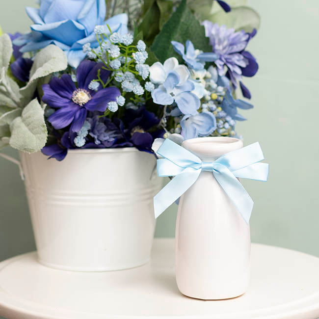 Pre-Made Bow Satin 15mm & Elastic Loop Pk6 Baby Blue(10*8cm)