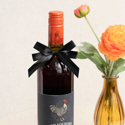 Pre-Made Bow Satin 15mm & Elastic Loop Pk6 Black (10*8cm)