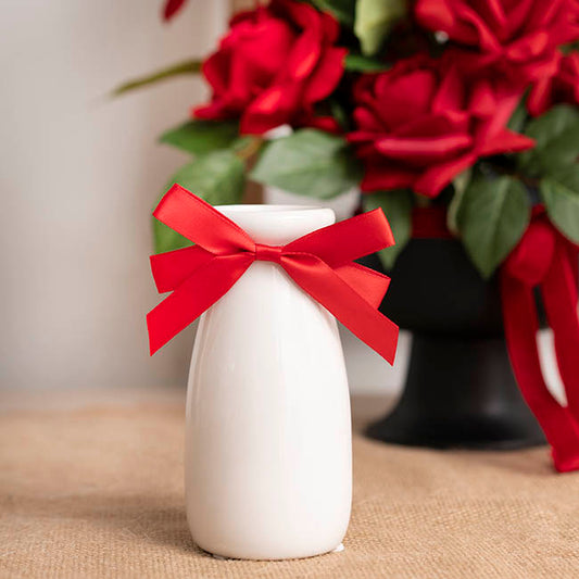 Pre-Made Bow Satin 15mm & Elastic Loop Pack 6 Red (10*8cm)