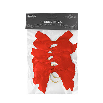 Pre-Made Bow Satin 15mm & Elastic Loop Pack 6 Red (10*8cm)