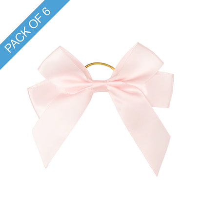 Pre-Made Bow Satin 25mm & Elastic Loop Pk6 BabyPink(10*11cm)