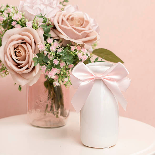 Pre-Made Bow Satin 25mm & Elastic Loop Pk6 BabyPink(10*11cm)