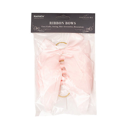 Pre-Made Bow Satin 25mm & Elastic Loop Pk6 BabyPink(10*11cm)