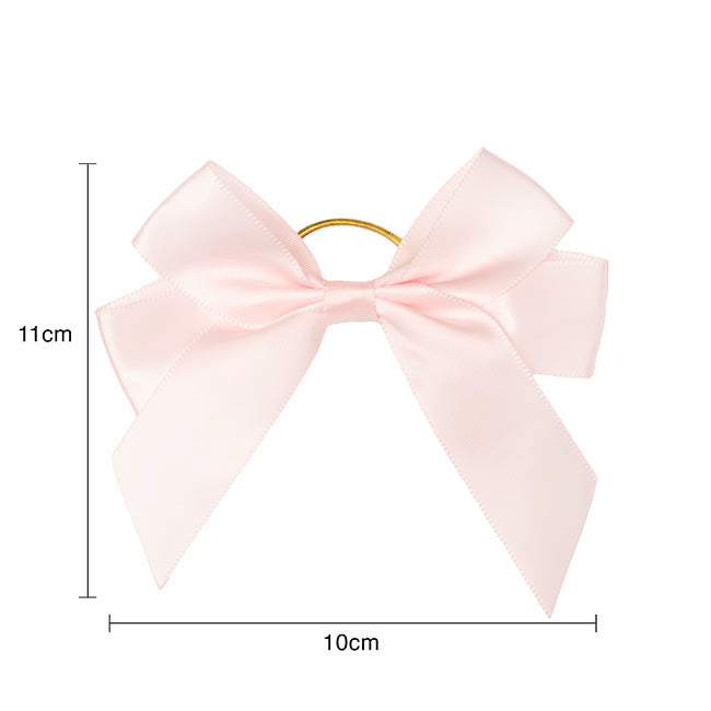 Pre-Made Bow Satin 25mm & Elastic Loop Pk6 BabyPink(10*11cm)