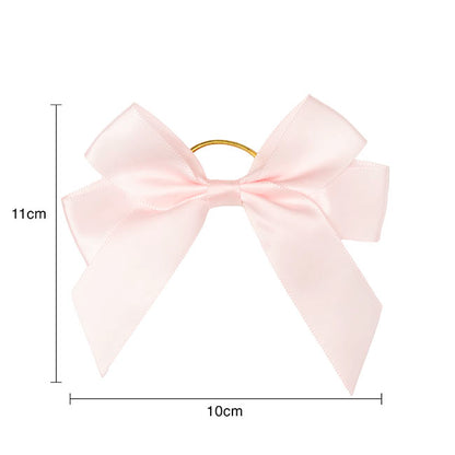 Pre-Made Bow Satin 25mm & Elastic Loop Pk6 BabyPink(10*11cm)