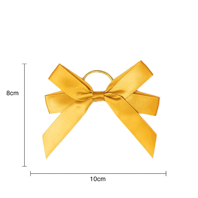 Pre-Made Bow Satin 15mm & Elastic Tie Pk6 Red Gold (10*8cm)