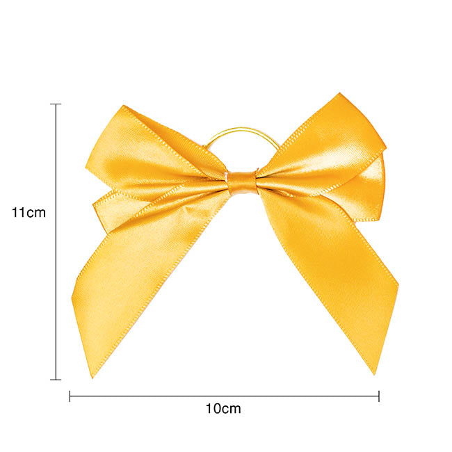 Pre-Made Bow Satin 25mm & Elastic Tie Pk6 Red Gold (10*11cm)
