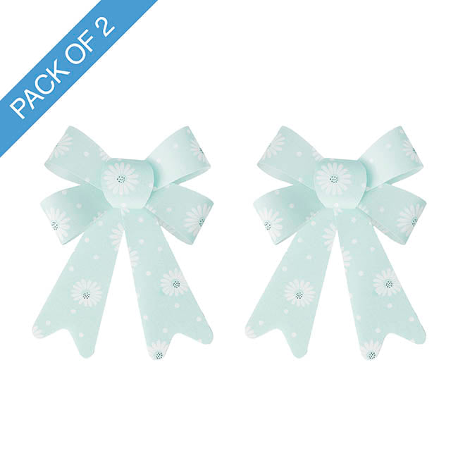 Pre-Made Bow Fabric Top Daisy Delight Blue Pack 2 (14x19cm)