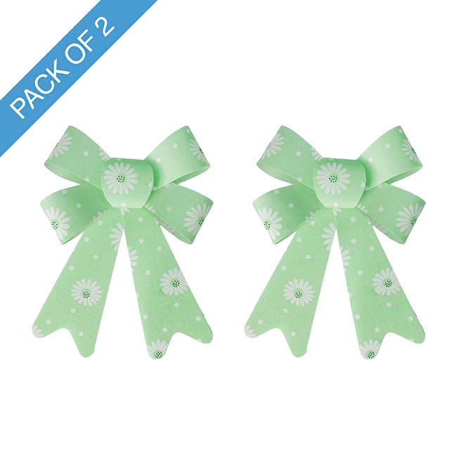 Pre-Made Bow Fabric Top Daisy Delight Green Pack 2 (14x19cm)