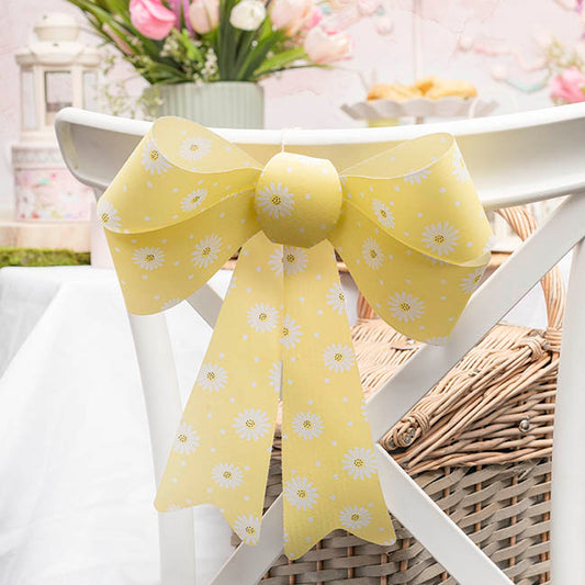 Pre-Made Bow Fabric Top Daisy Delight Lemon (28*37cm)
